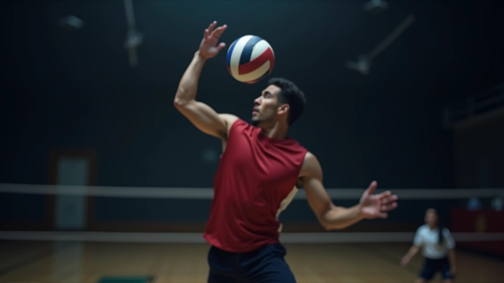 لاعب معد كرة طائرة يقوم بإعداد مثالي مع وضعية يد صحيحة
